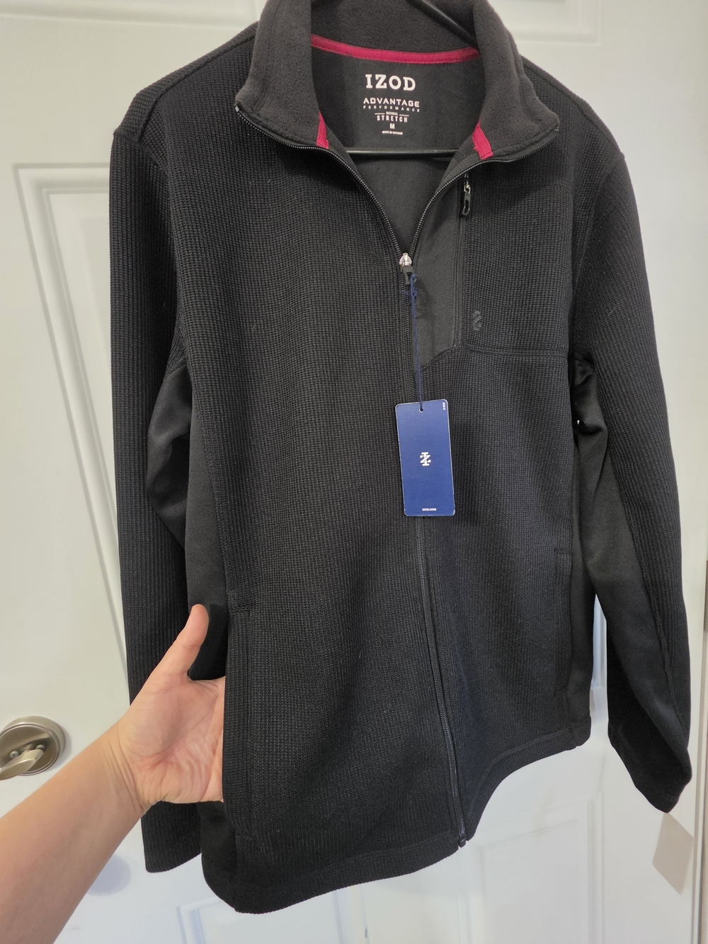 IZOD Advantage Performance Full Zip Jacket Men's M Black NWT $98